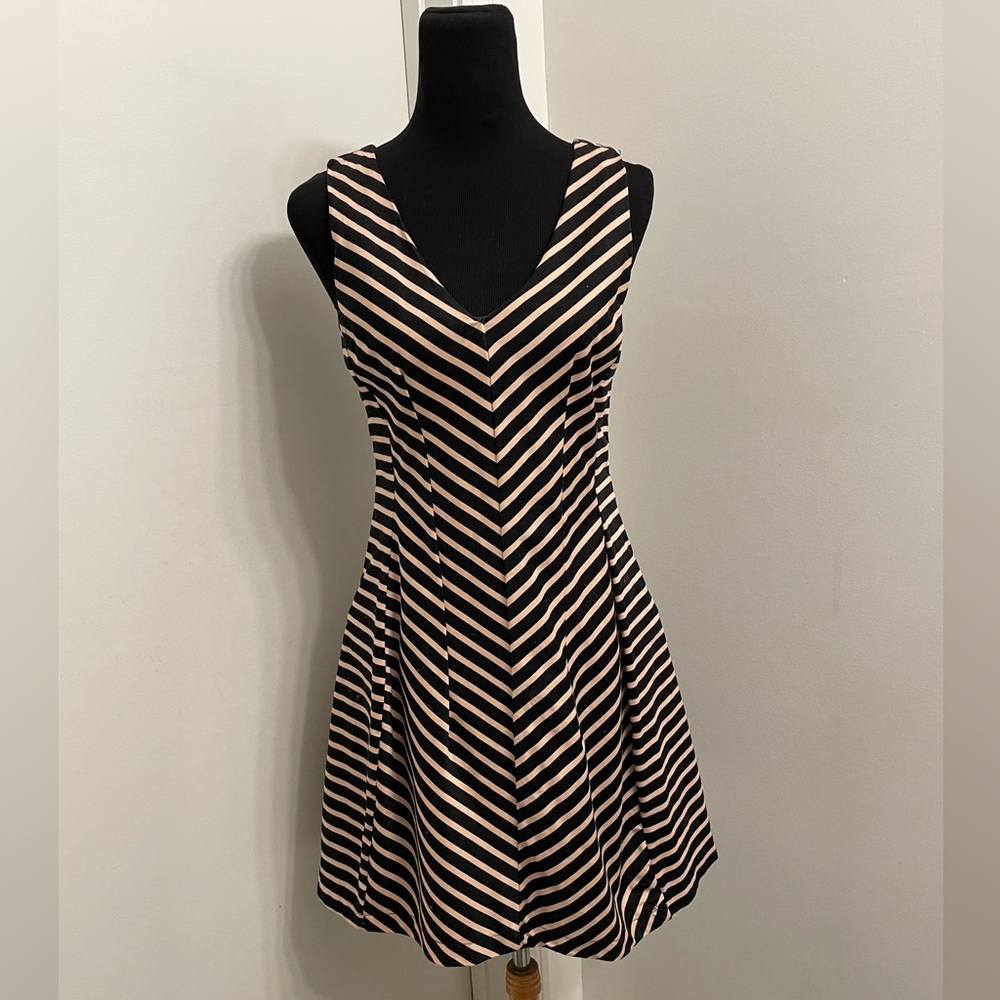Monteau Black and Tan striped dress